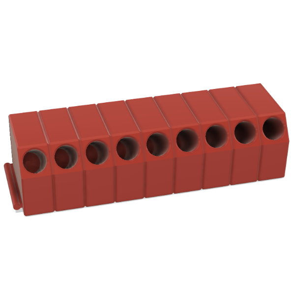 Modular tube holders connected side by side, illustrating customizable rack setup.